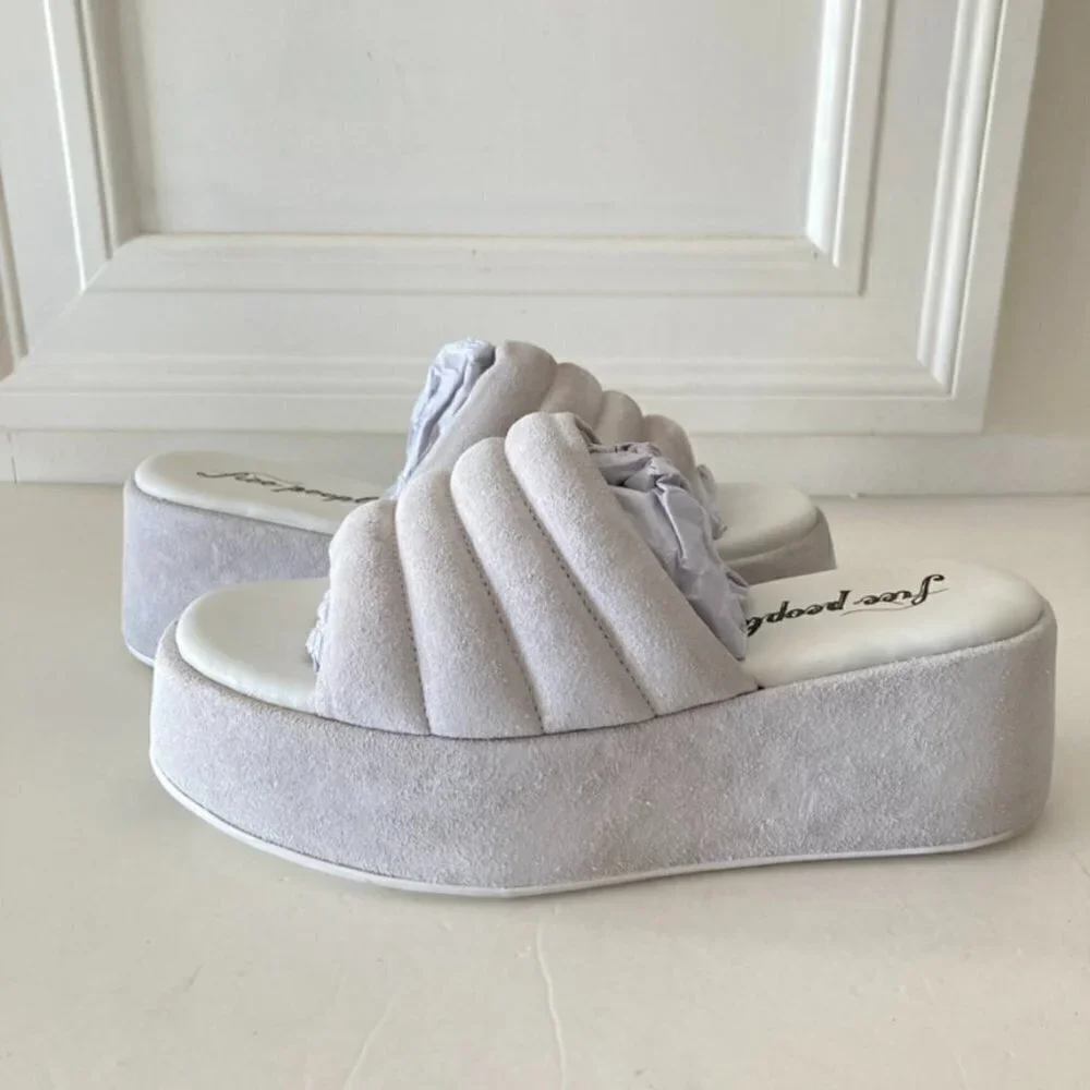 NWOT Free People Almost Paradise White Suede Platforms Sz 38.5
